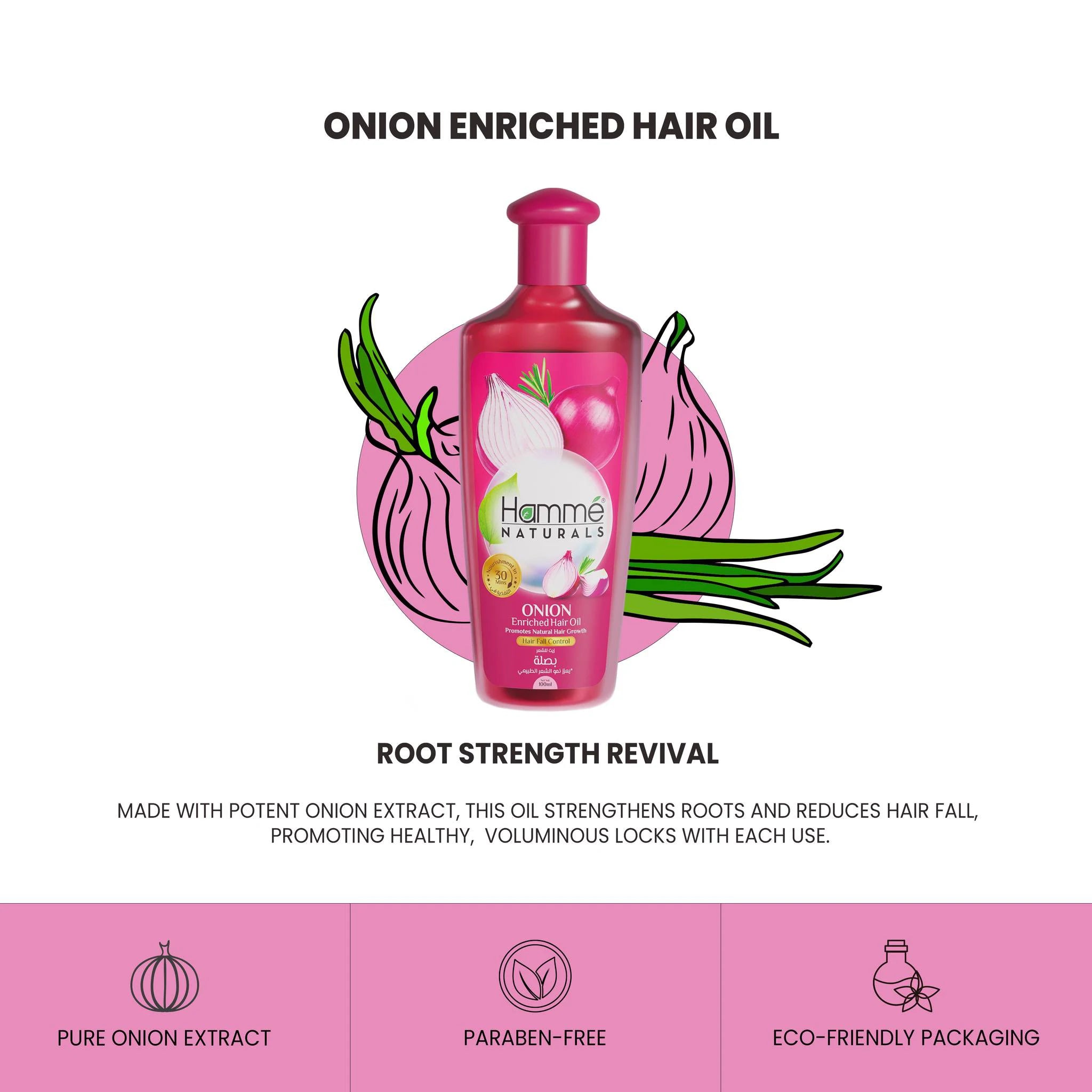 Onion Enriched Hair Oil - Hammé - Makes You Stand out - Onion enriched hair oil, which benefits for hair health and nourishment