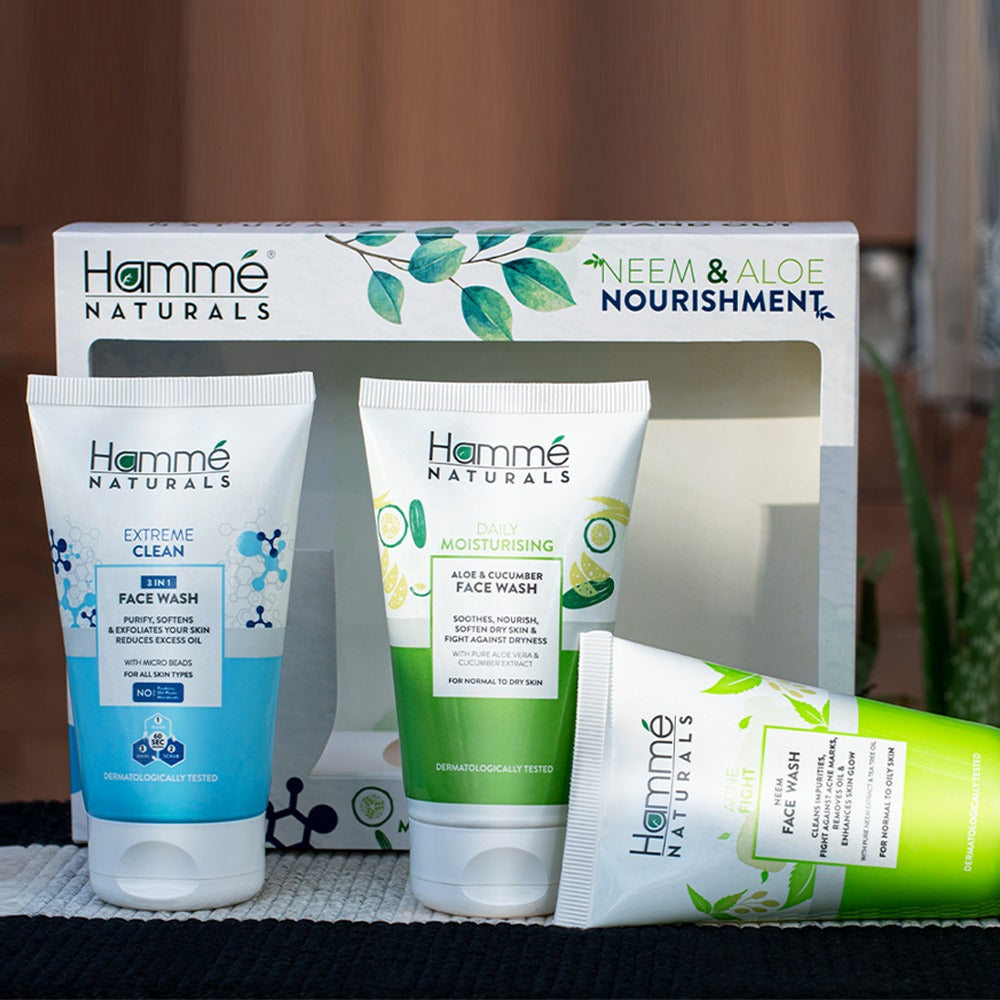 Neem & Aloe - Hammé - Makes You Stand out - Hamme Naturals Neem & Aloe Bundle featuring three distinct face washes for a refreshing skincare routine