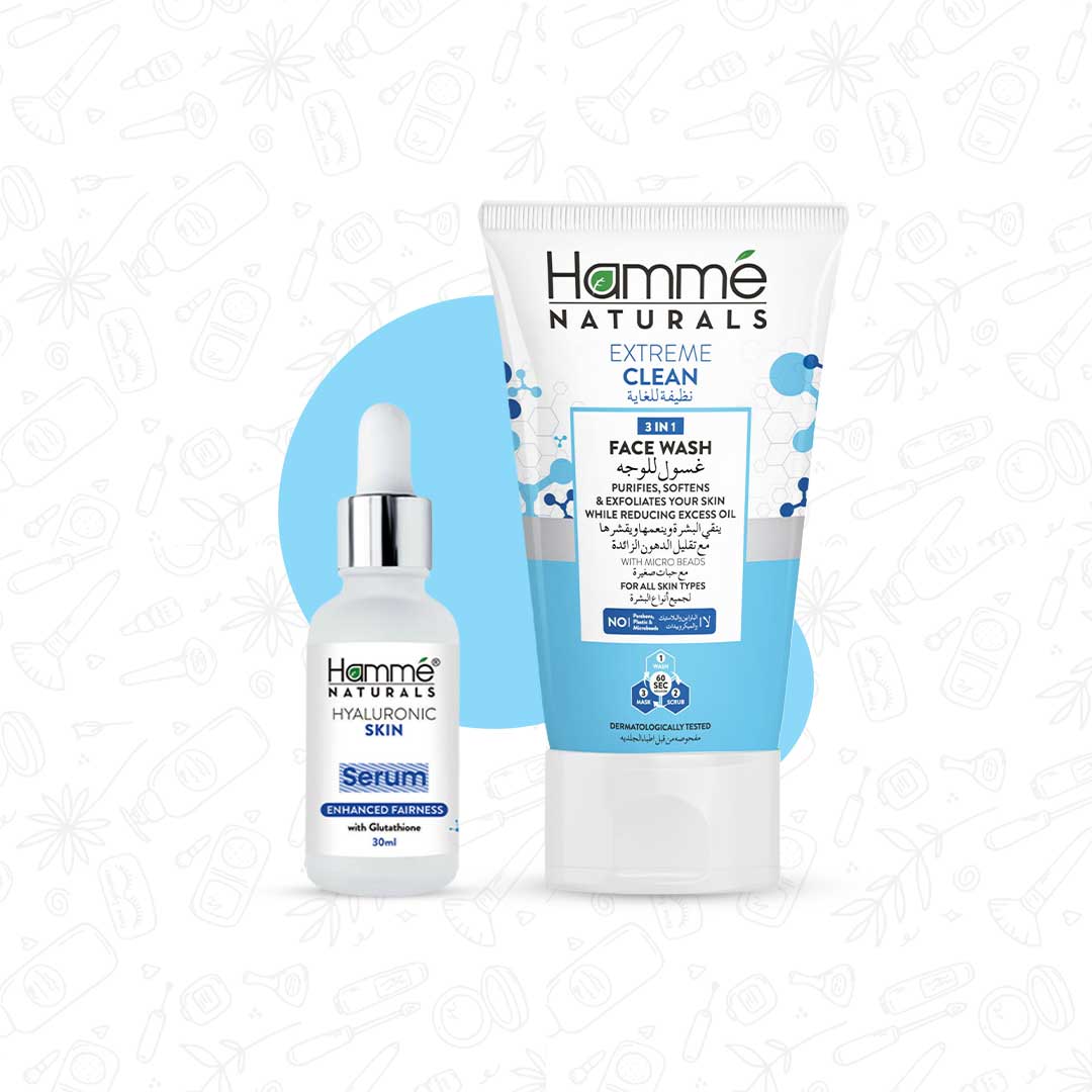 Brightening Bundle - Hammé - Makes You Stand out - Hamme brightening bundle, including face wash and serum, elegantly presented against a white backdrop