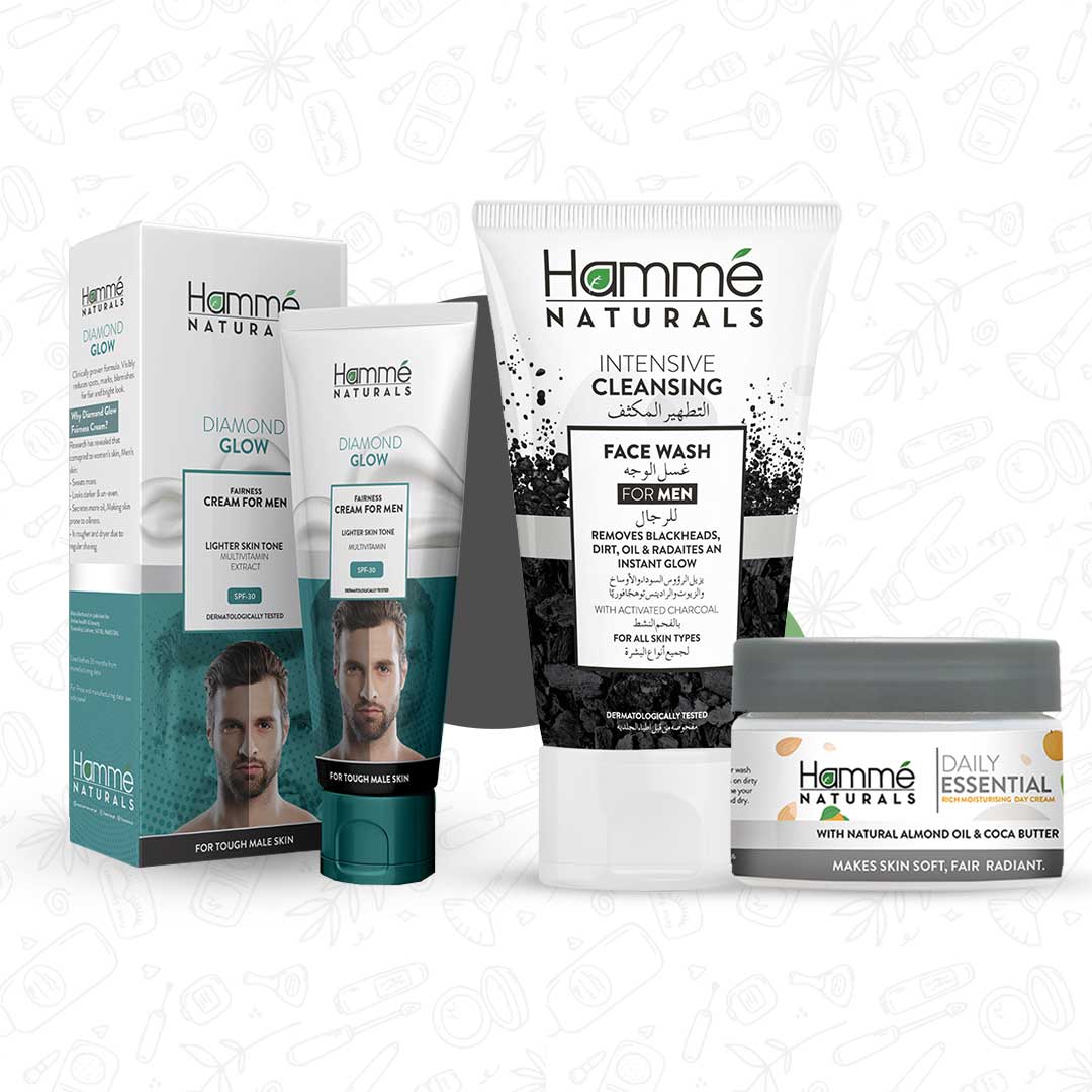 Men’s Radiance Trio - Hammé - Makes You Stand out - Hamme Naturals Men’s Radiance Trio includes fairness cream, face wash, and moisturizer for a complete skincare routine