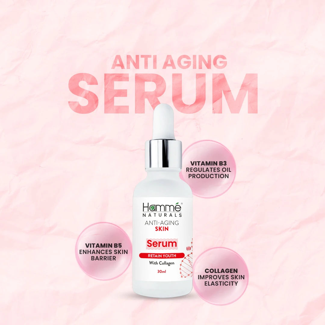 Anti-Aging Serum - Hammé - Makes You Stand out  - A bottle of anti-aging serum showcasing its key ingredients, emphasizing skincare benefits and youthful appearance
