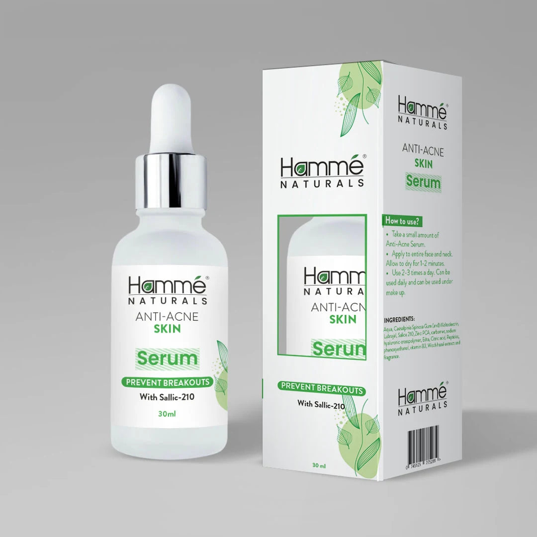 Anti-Acne Serum - Hammé - Makes You Stand out  - A bottle of Hermes anti-acne serum, designed to reduce blemishes and promote clear skin, placed on a clean surface