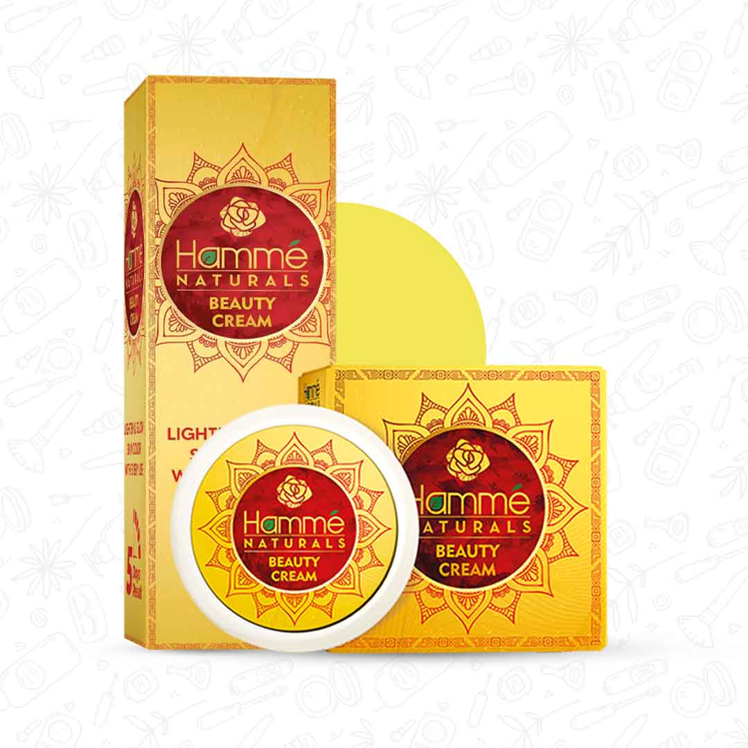 (6 in 1) Hamme Naturals Beauty Cream - Hammé - Makes You Stand out  - A box of Hamme Natural Beauty Cream featuring a yellow label, showcasing a pack of six cream containers