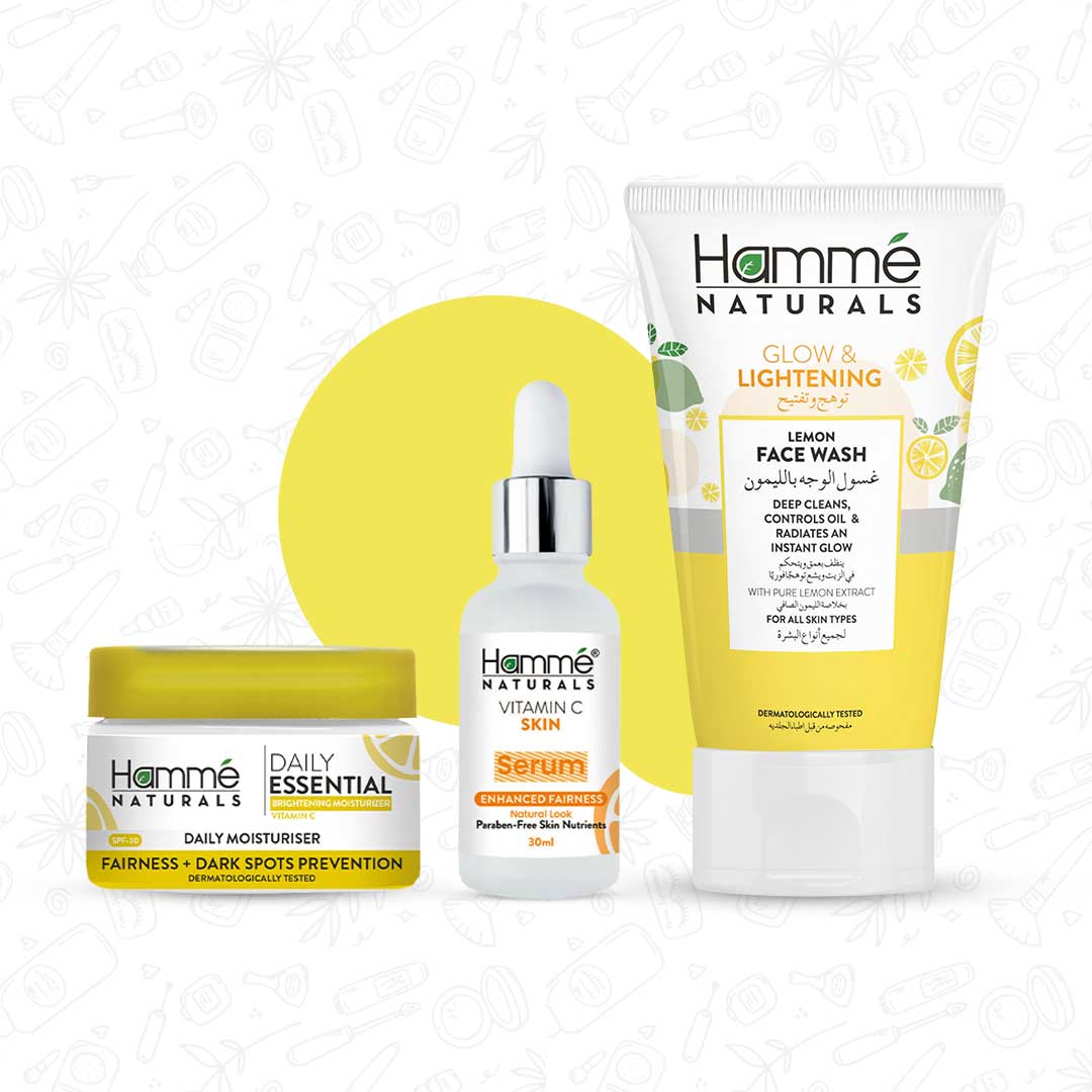 Pure Glow Vitamin C - Hammé - Makes You Stand out  - Hamme Naturals Pure Glow Vitamin C Bundle includes a face wash, serum, and moisturizer for radiant skin