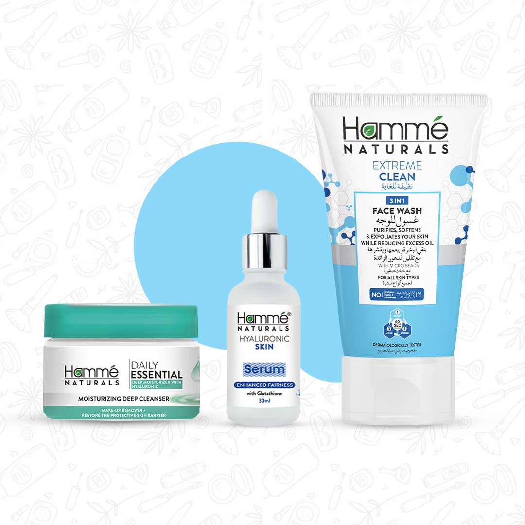 Glowing Love Bundle - Hammé - Makes You Stand out  - A collection of Hamme Naturals Glowing Love Bundle featuring face wash, moisturizer, and serum for skincare