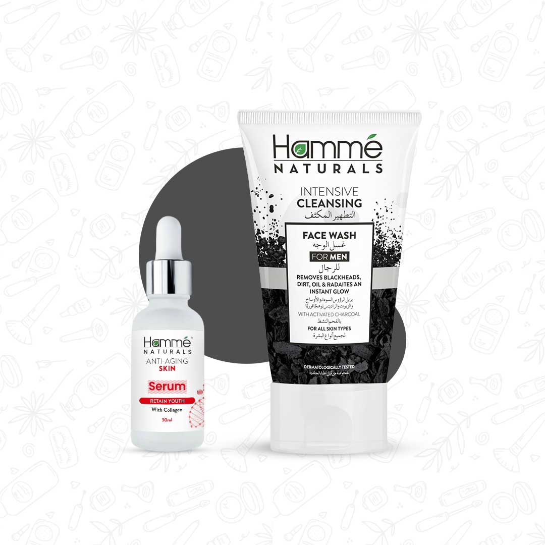 Defying Time - Hammé - Makes You Stand out  - Hamme Naturals Defying Time Bundle featuring a tube of charcoal face wash and anti aging serum