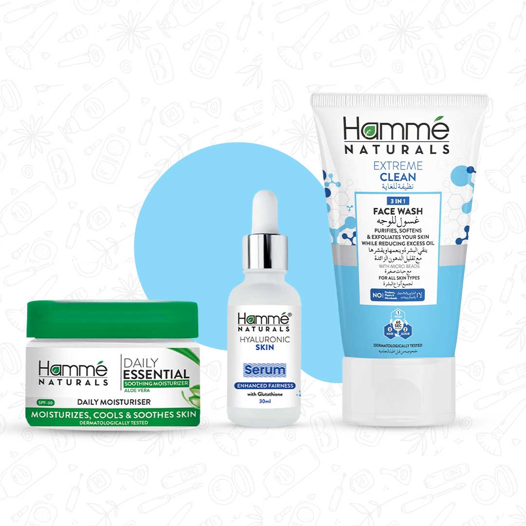 Hydration Hub - Hammé - Makes You Stand out  - Hamme Naturals Hydration Hub Bundle featuring a moisturizer, serum, and face wash for complete skincare hydration