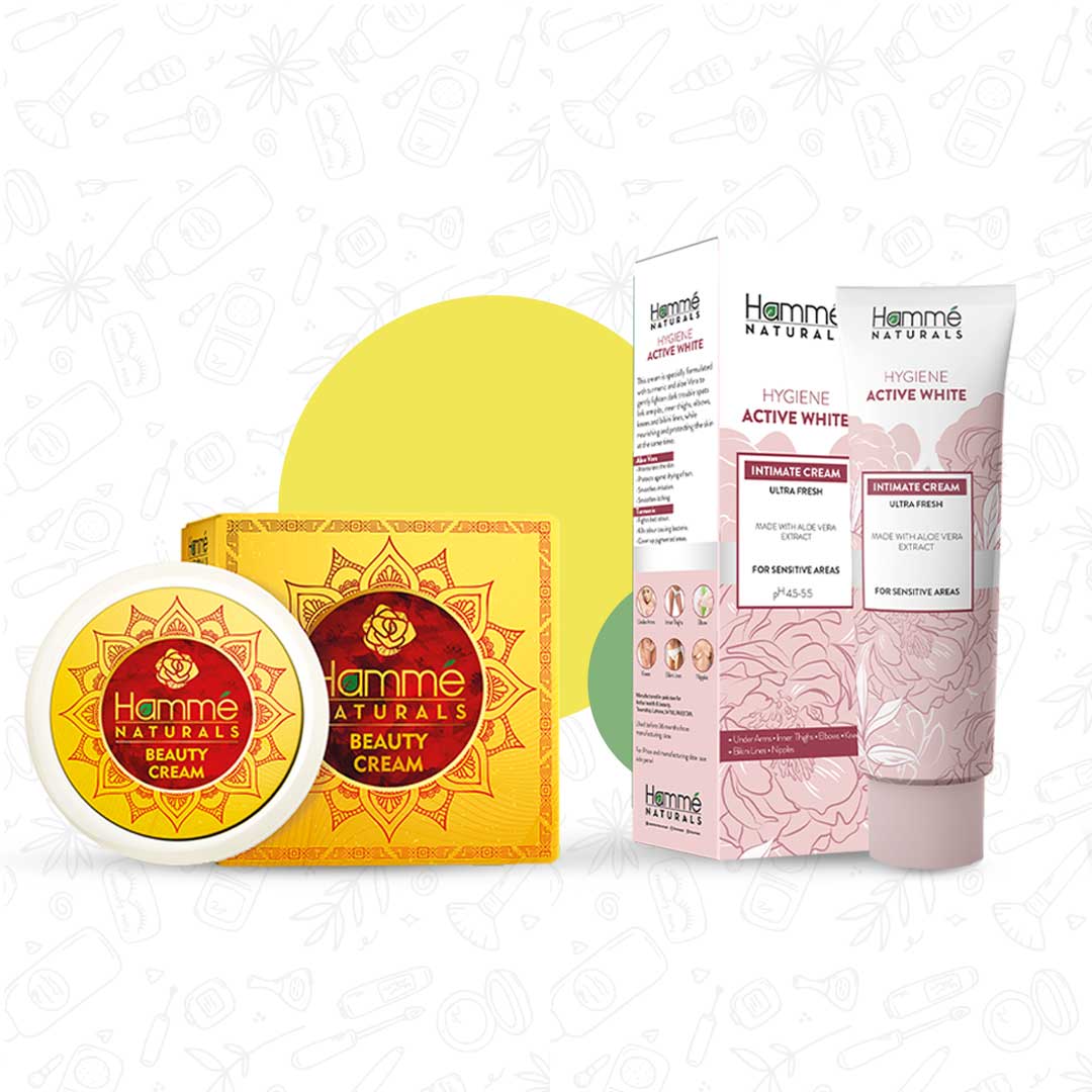 Beauty & Hygiene Kit - Hammé - Makes You Stand out  - A beauty kit box showcasing body care items, including face cream and intimate area cream