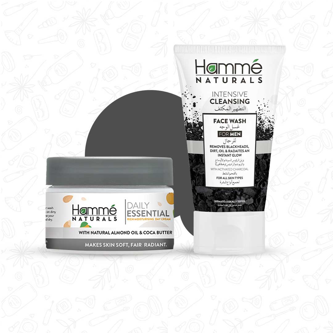 Daily Essential Kit For Men - Hammé - Makes You Stand out  - Daily Essential Kit for Men by Hamme Naturals, showcasing a face wash and moisturizer for optimal skin health
