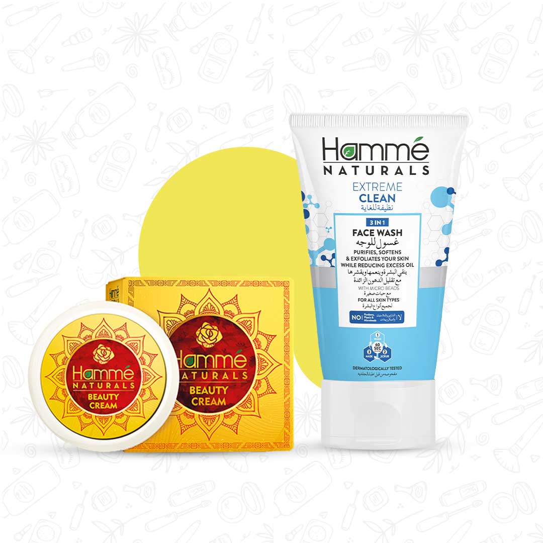 Beauty & Face Kit - Hammé - Makes You Stand out  - A tube of Face Wash and a jar of face cream, featured in a Beauty and Face Kit, emphasizing essential skincare products